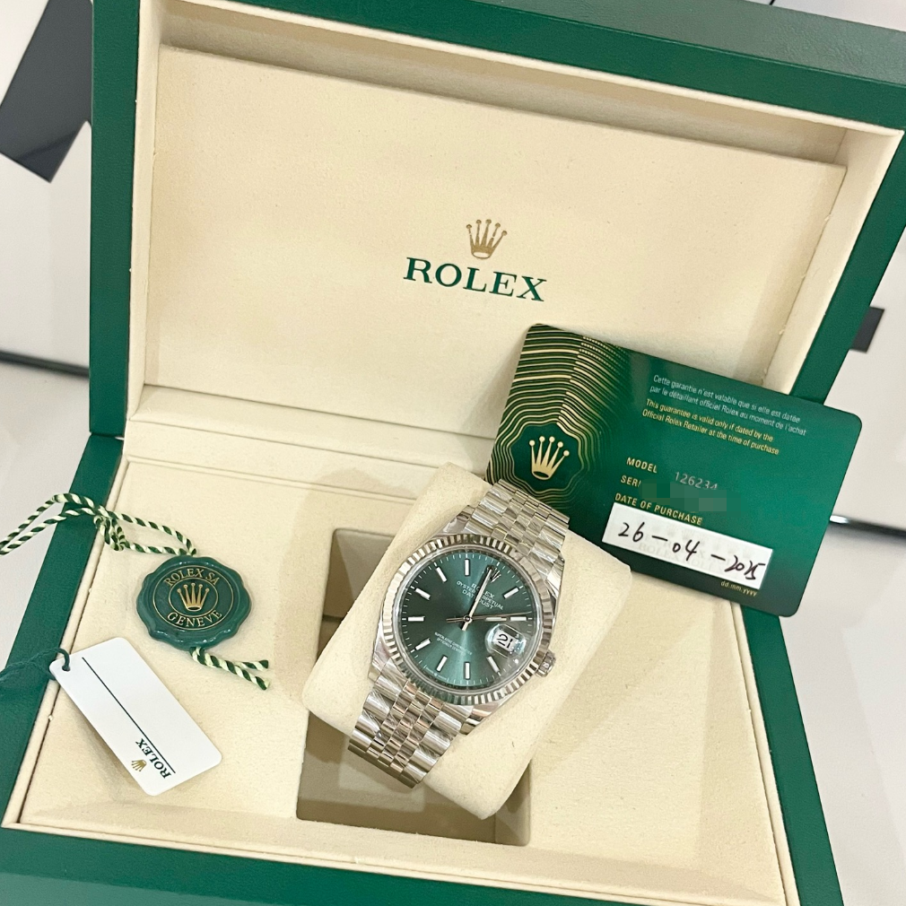 2025 Brand New Rolex - 126234-0051 Datejust 36 Stainless Steel / Fluted / Green / Jubilee