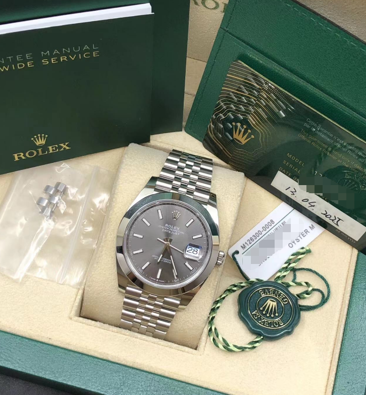 2025 Like New Rolex - 126300-0008 Datejust 41 Stainless Steel Smooth / Jubilee / Dark Rhodium