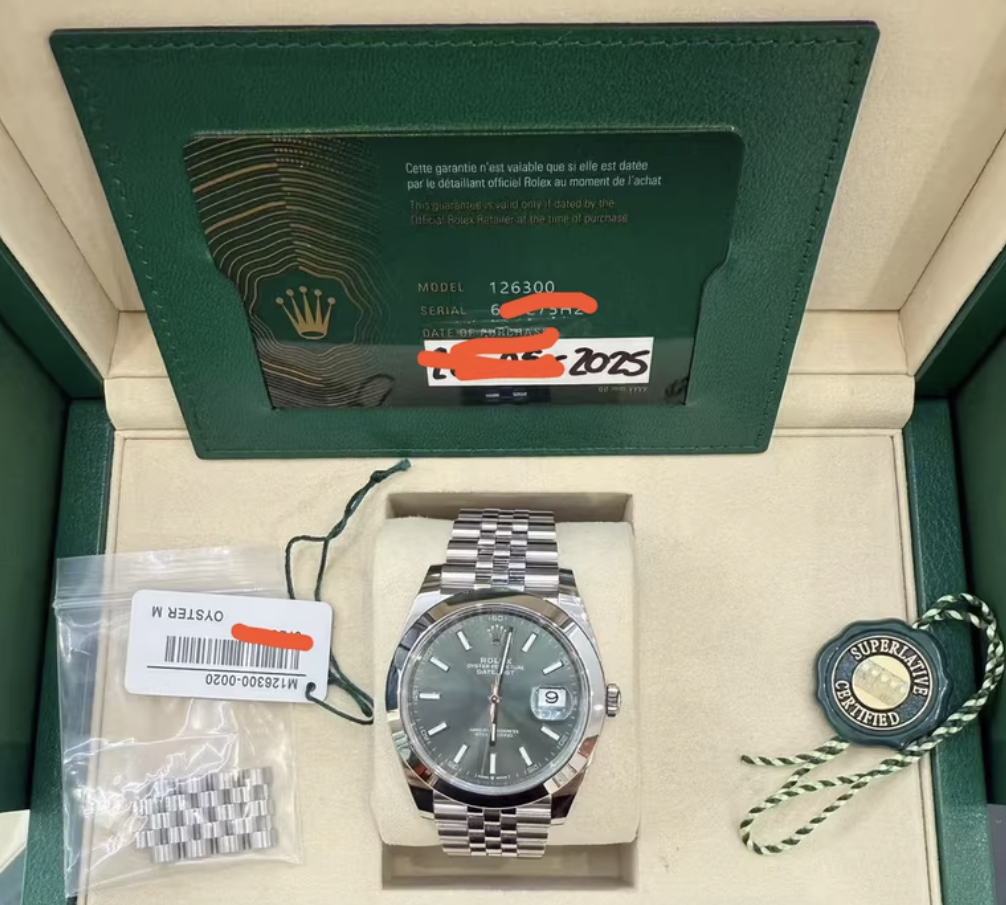 2025 Brand New Rolex - 126300-0020 Datejust 41 Stainless Steel Smooth / Jubilee / Green