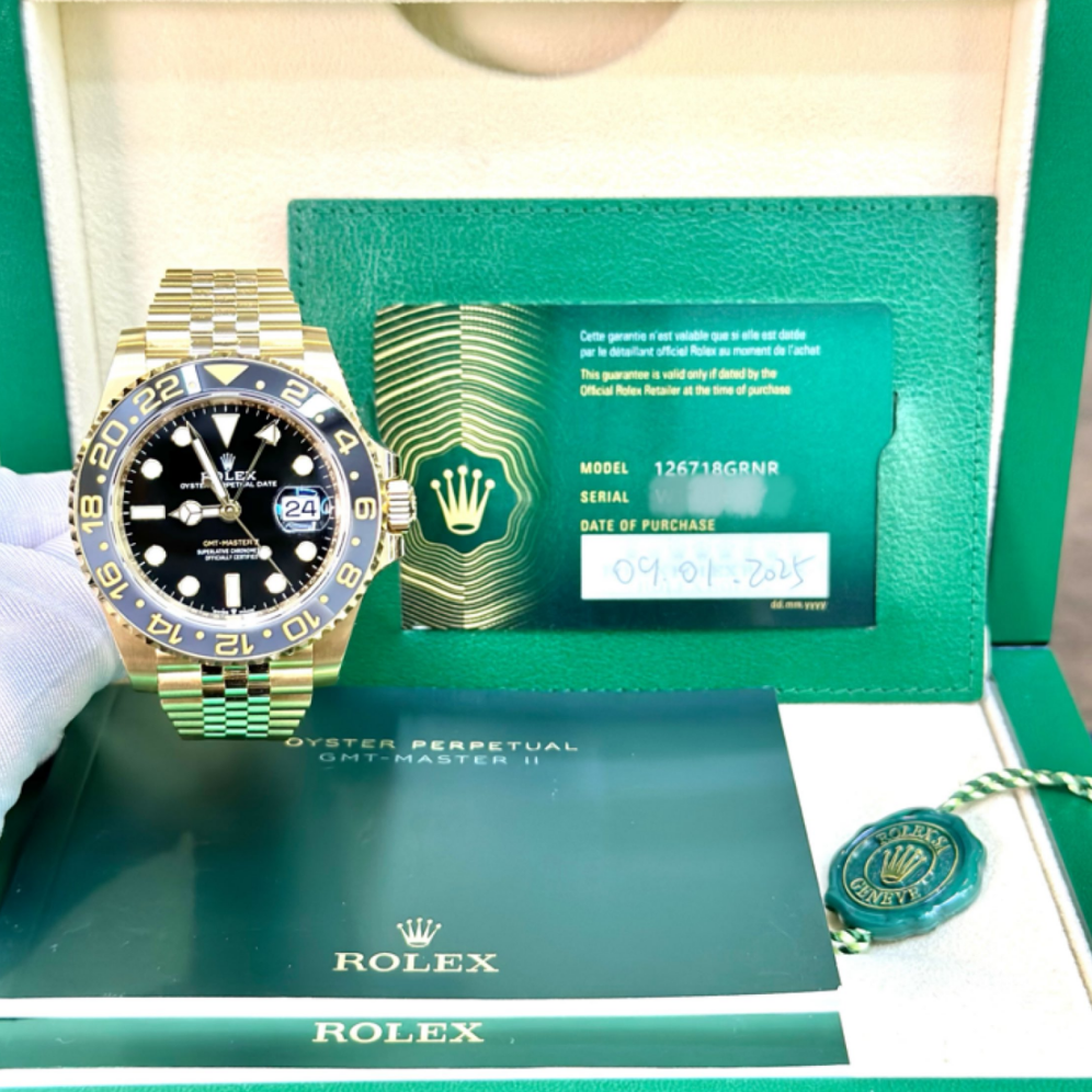 2025 Brand New Rolex - 126718GRNR-0001 GMT-Master II Yellow Gold / GRNR / Jubilee