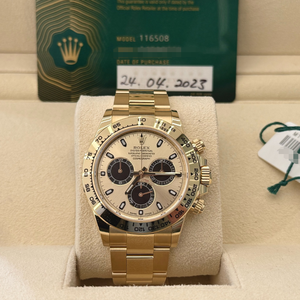 2022 Like New Rolex - 116508-0014 Cosmograph Daytona Yellow Gold / Champagne