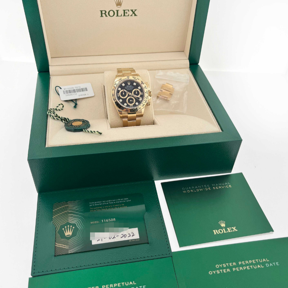 2022 Pre-owned Rolex - 116508-0016 Cosmograph Daytona Yellow Gold / Black - Diamond