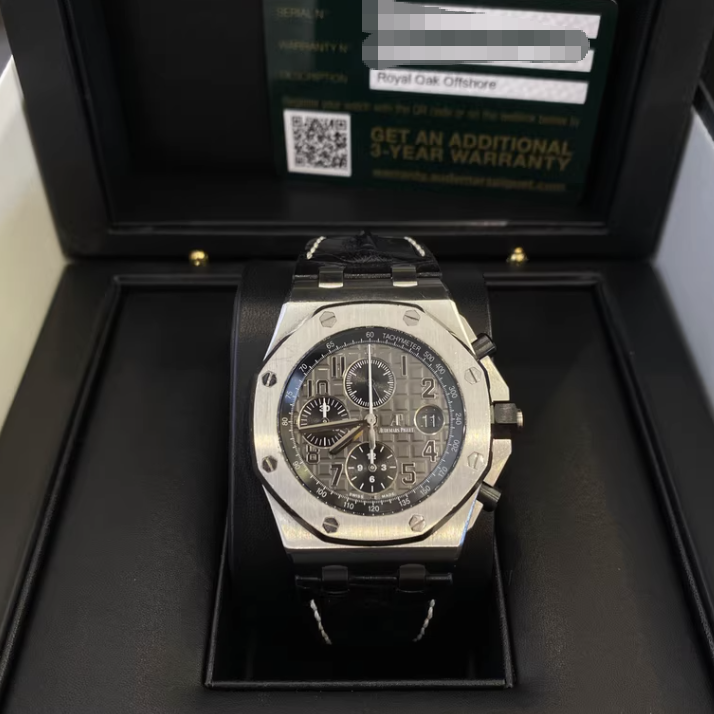 2019 Pre-owned Audemars Piguet - 26470ST.OO.A104CR.01 Royal Oak Offshore 26470 Stainless Steel / Grey / Alligator