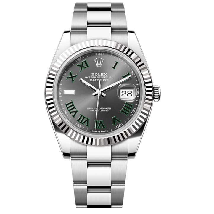 2025 Brand New Rolex - 126334-0021 Datejust 41 Stainless Steel Fluted / Slate - Roman / Oyster