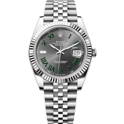 2025 Brand New Rolex - 126334-0022 Datejust 41 Stainless Steel Fluted / Slate - Roman / Jubilee