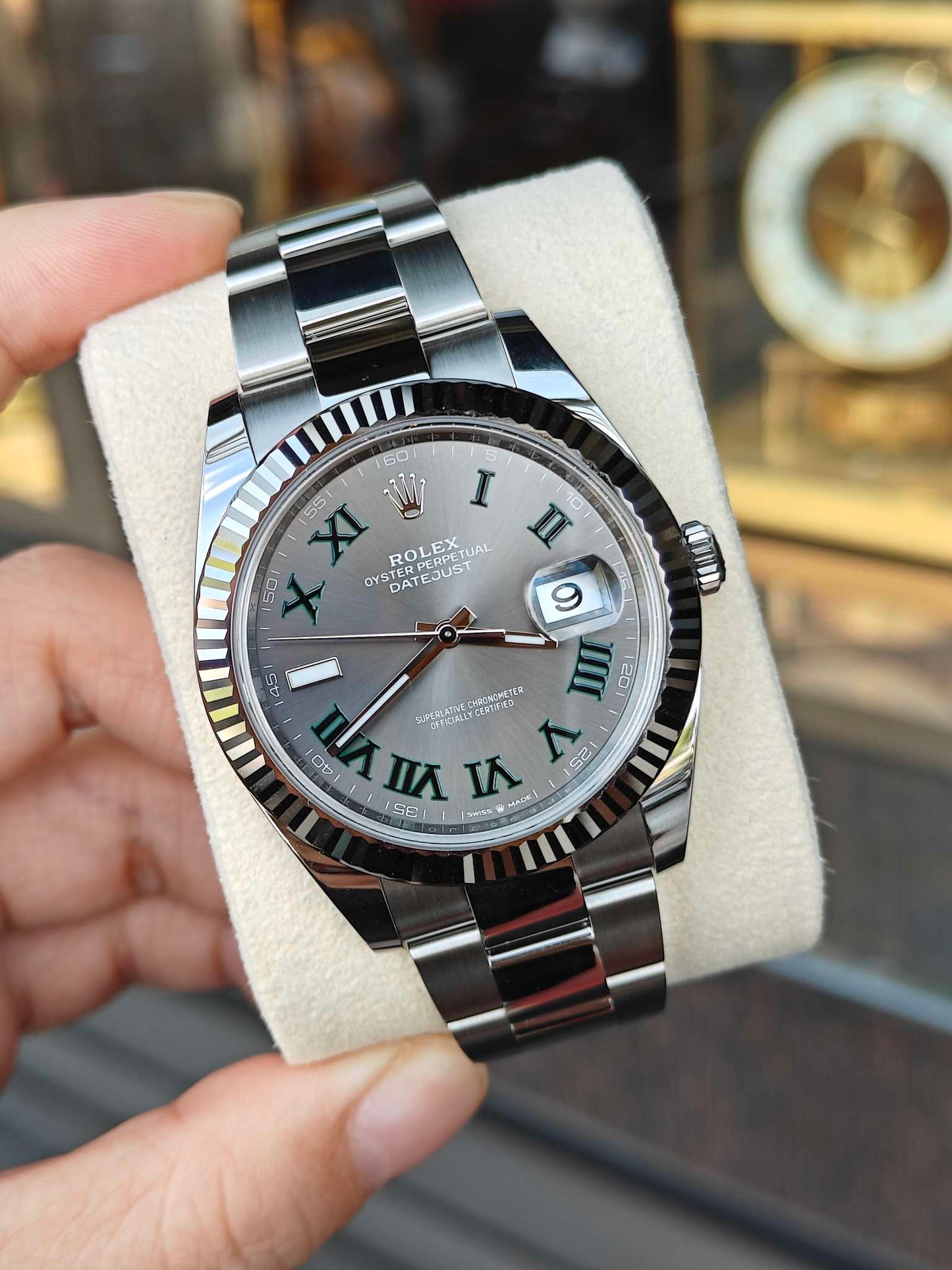 2025 Brand New Rolex - 126334-0021 Datejust 41 Stainless Steel Fluted / Slate - Roman / Oyster