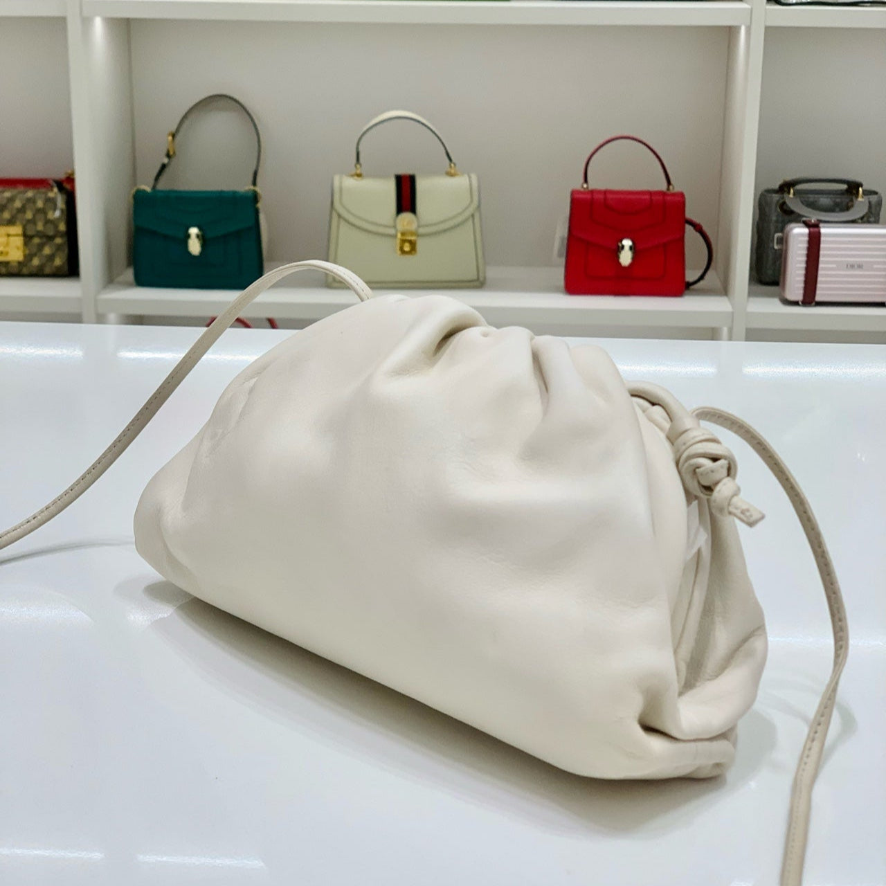 Bottega Veneta Mini Pouch Clutch Bag In White