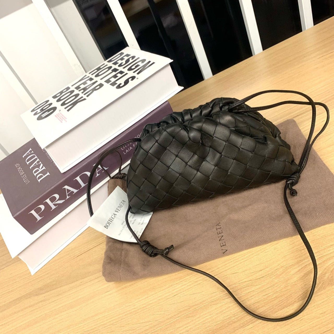 Bottega Veneta Intrecciato Mini Pouch Bag In Black