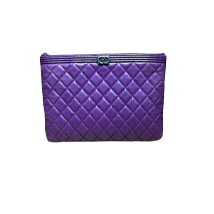 Chanel Boy Clutch Bag In Purple