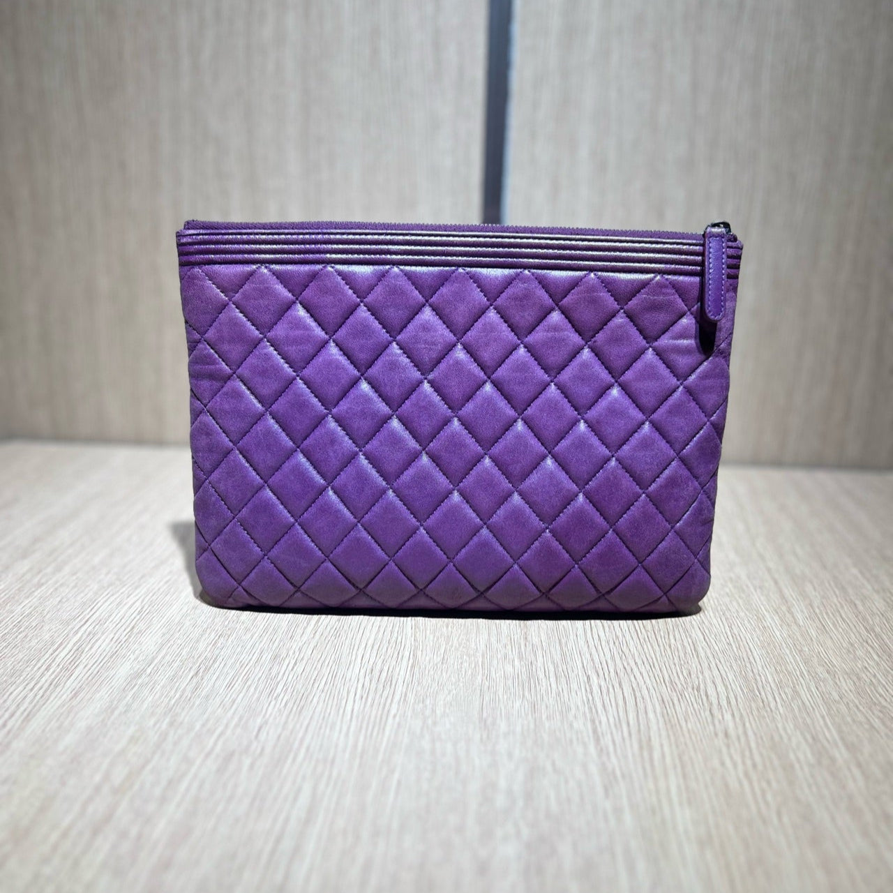 Chanel Boy Clutch Bag In Purple