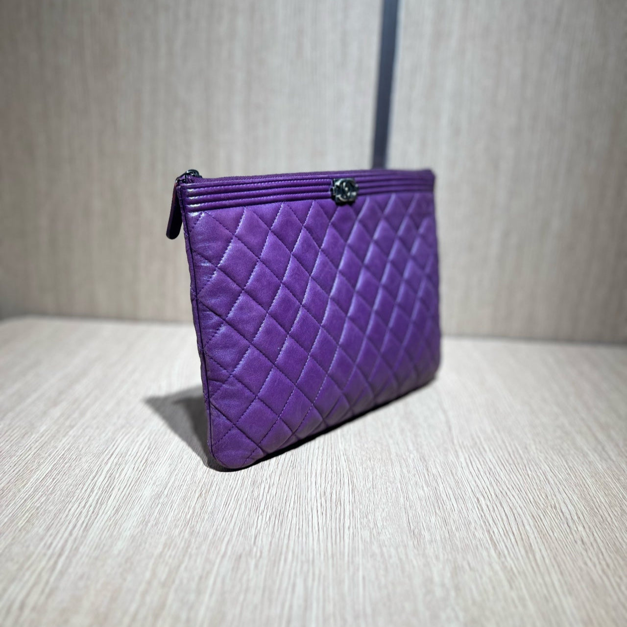 Chanel Boy Clutch Bag In Purple