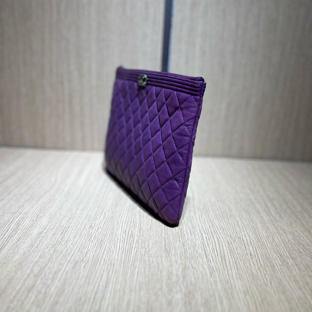 Chanel Boy Clutch Bag In Purple