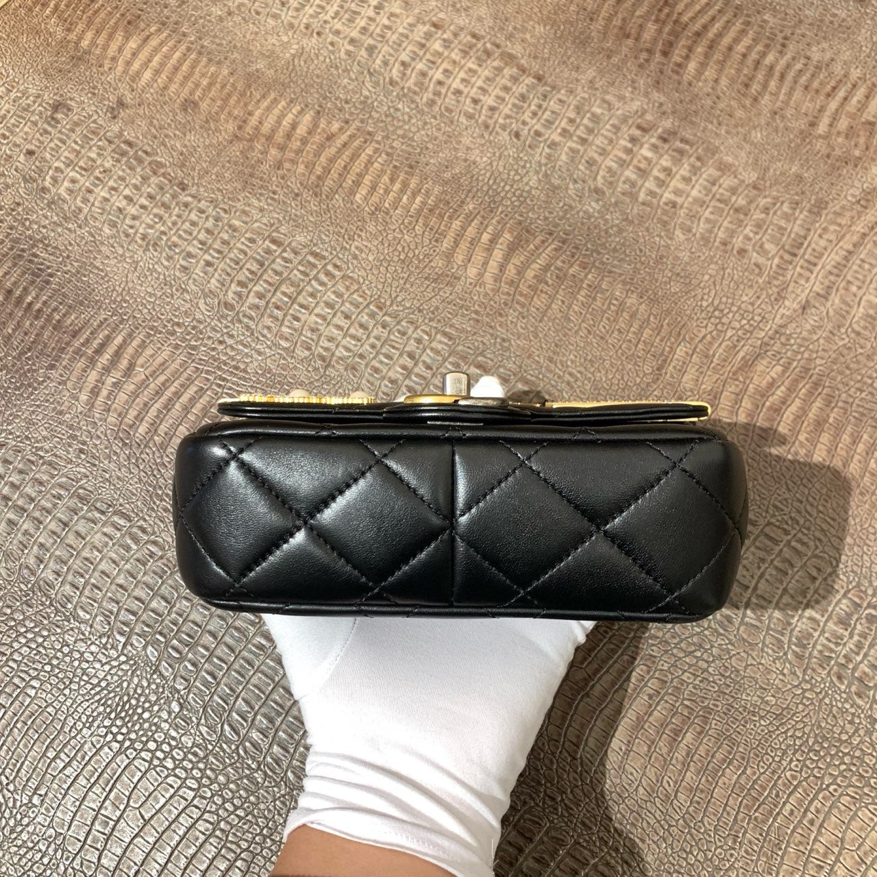 CHANEL Lambskin Quilted Coco Clips Mini Flap Bag In Black