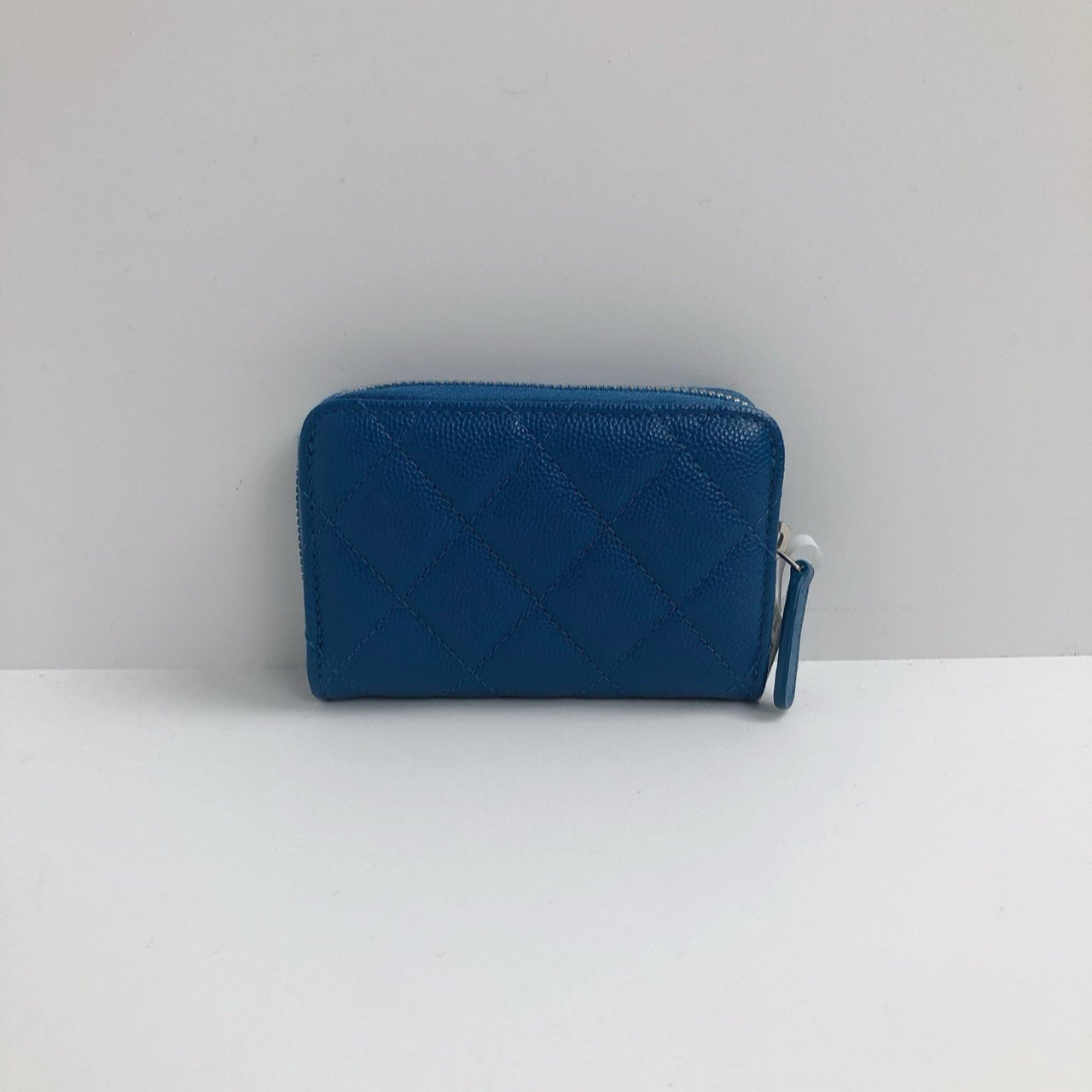 Chanel Blue Quilted Shimmer Caviar Leather Classic Zipped Coin Purse