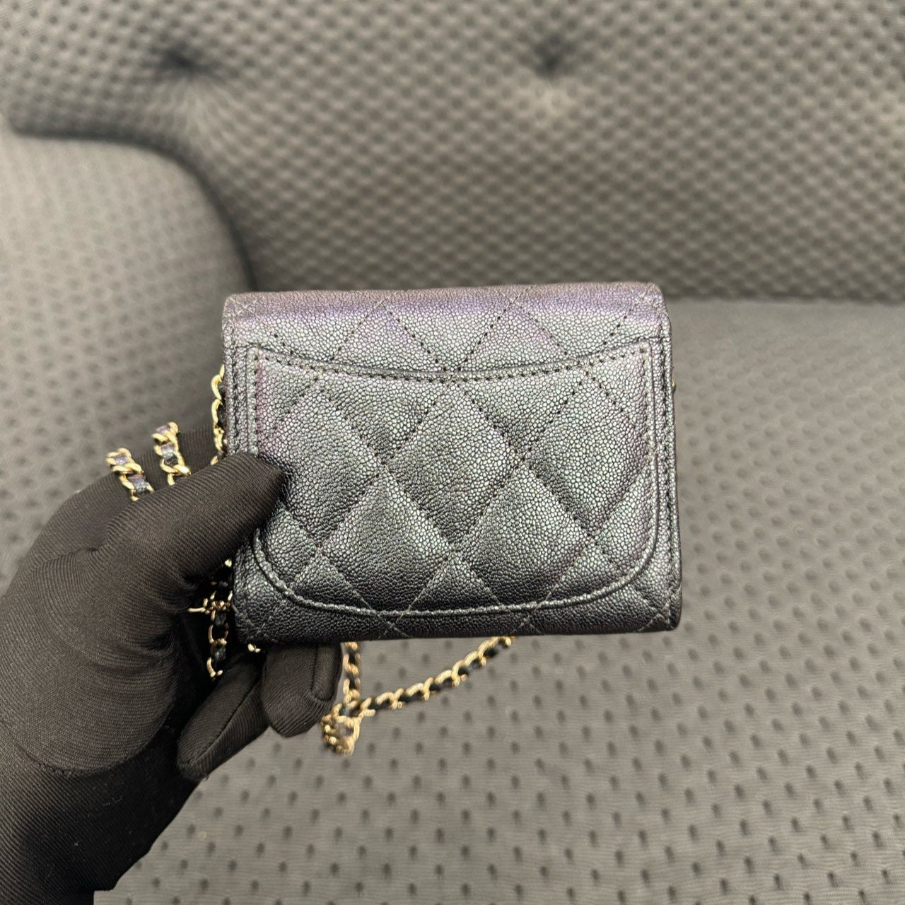 Chanel Quilted Mini Wallet On Chain In Iridescent