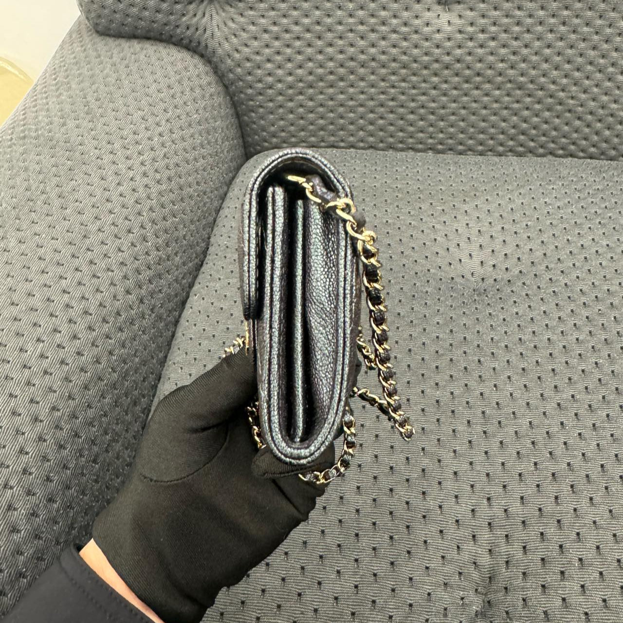 Chanel Quilted Mini Wallet On Chain In Iridescent