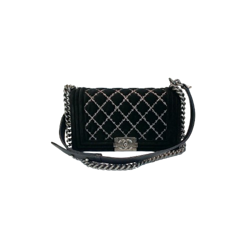 Chanel Velvet Le Boy Medium Bag In Black