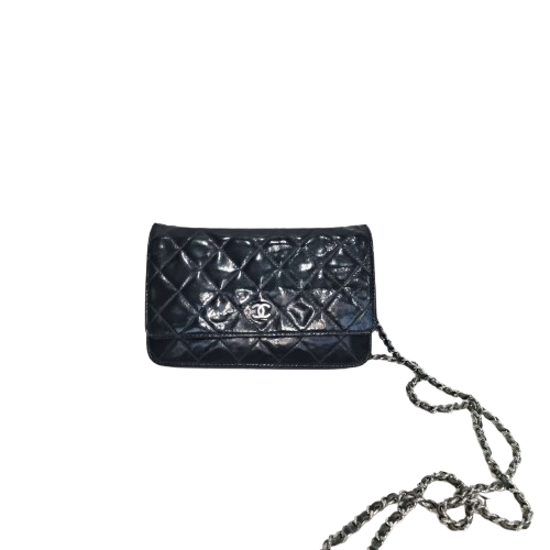 Chanel Wallet On Chain Patent Leather In Dark Green