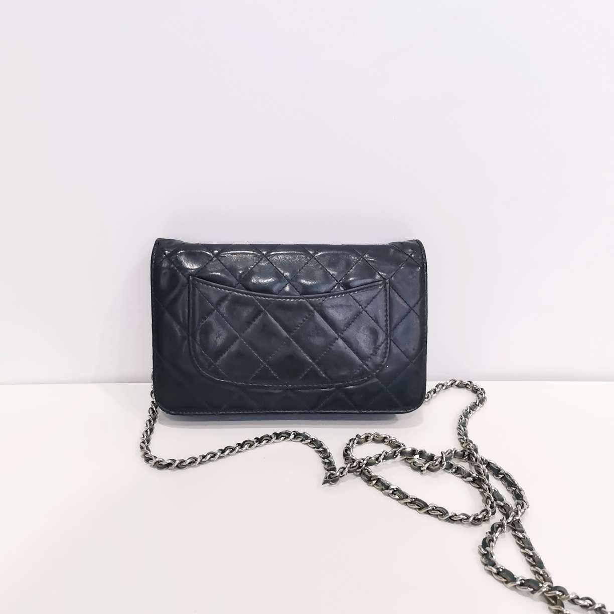 Chanel Wallet On Chain Patent Leather In Dark Green