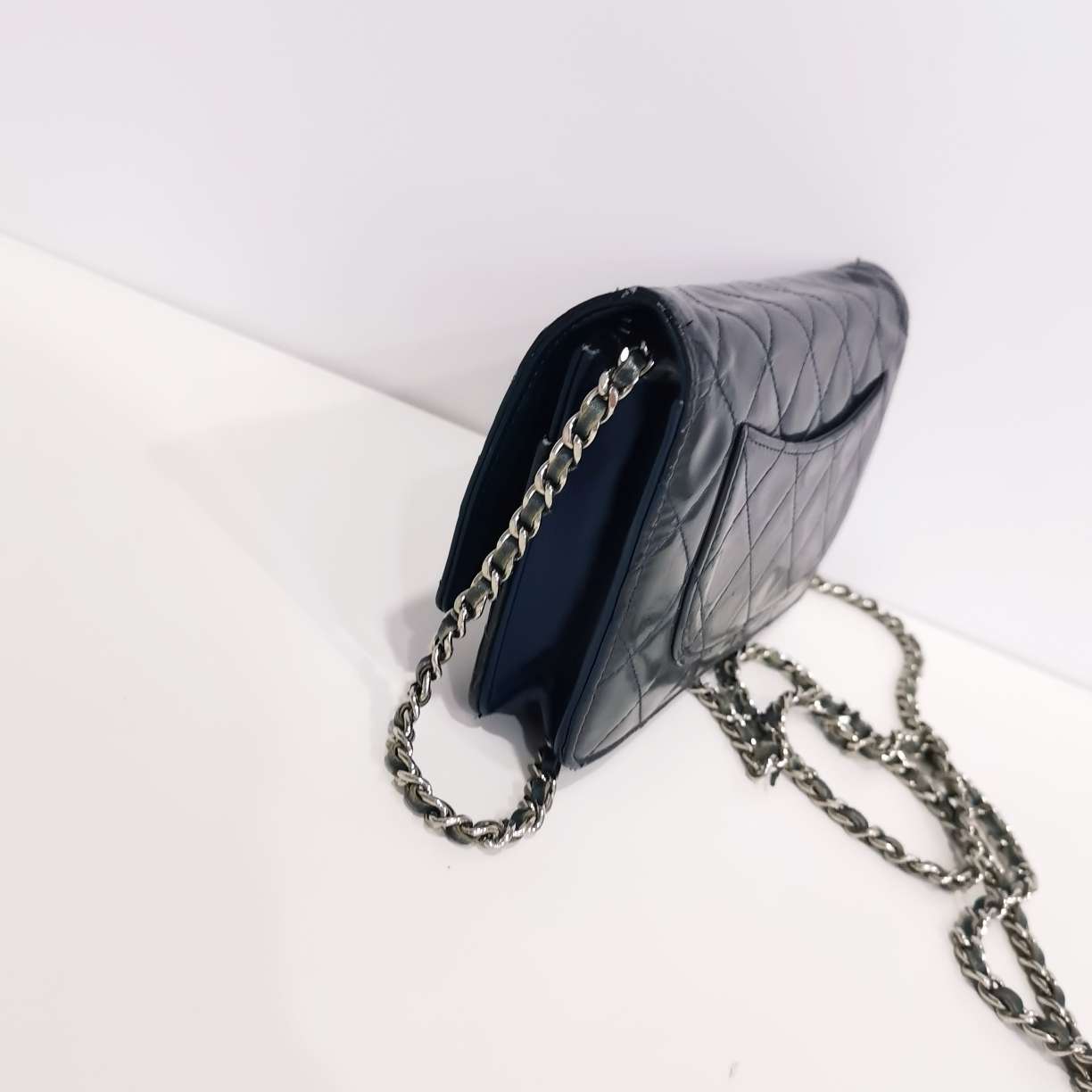 Chanel Wallet On Chain Patent Leather In Dark Green