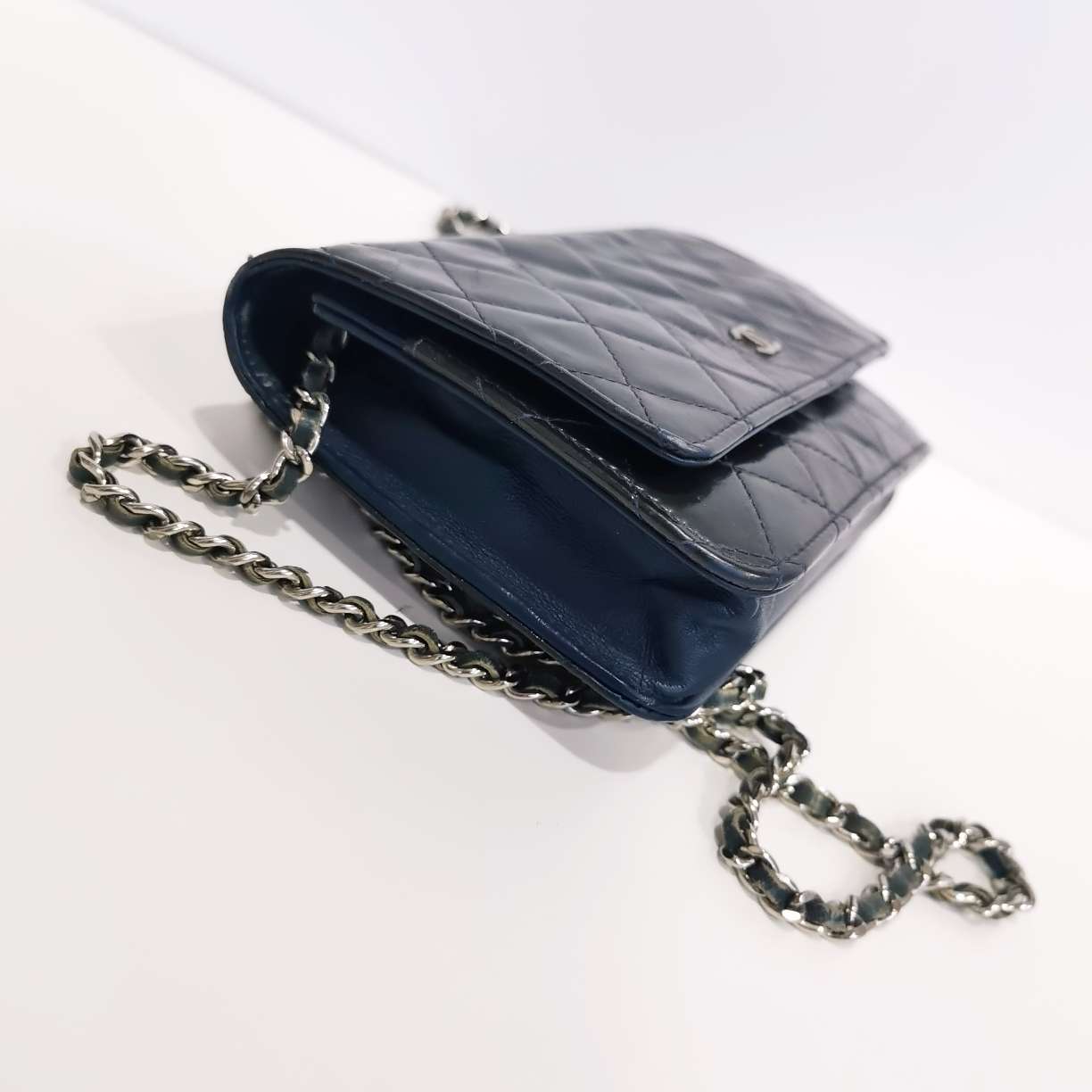 Chanel Wallet On Chain Patent Leather In Dark Green