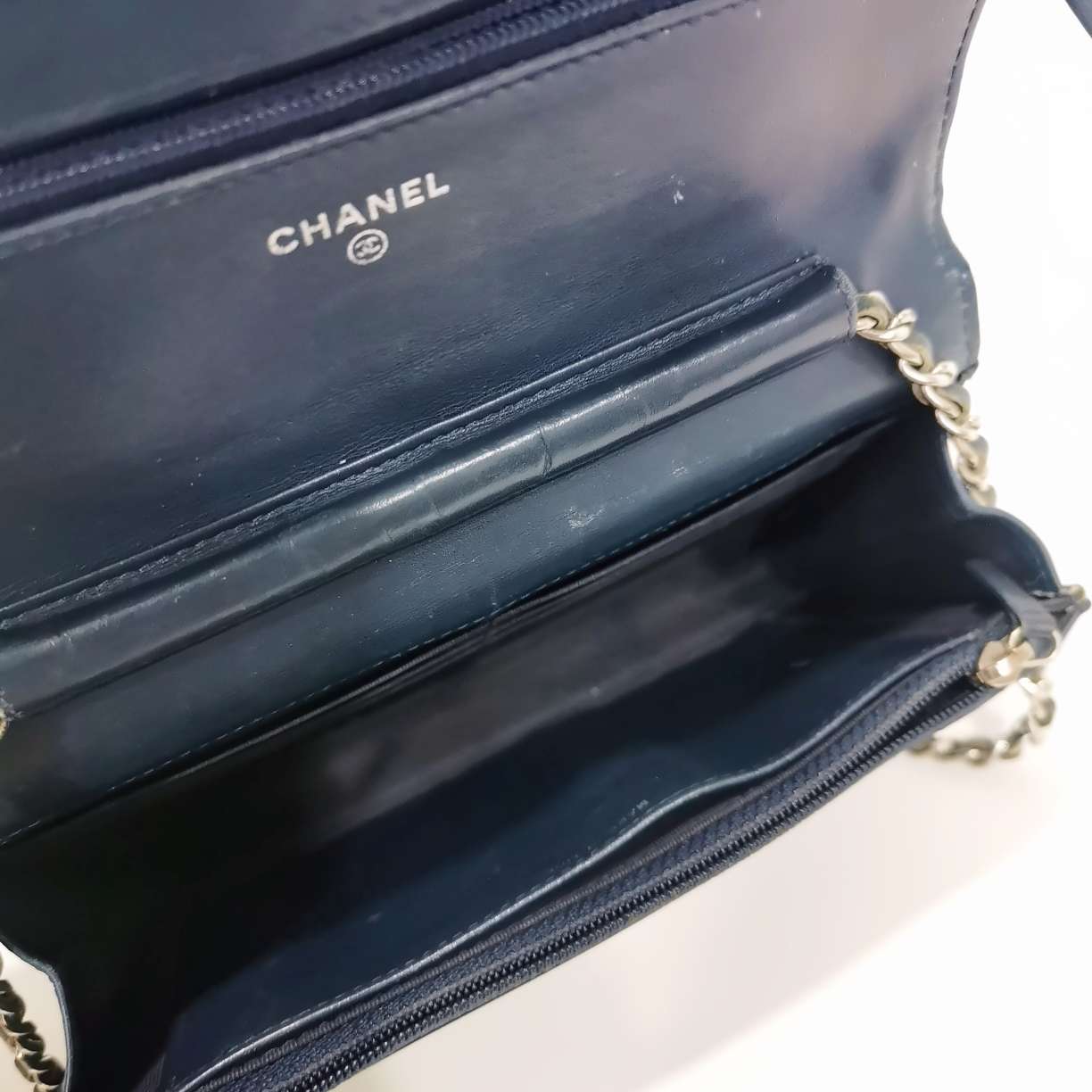 Chanel Wallet On Chain Patent Leather In Dark Green