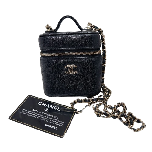 Chanel Mini Vanity Case With Chain In Black