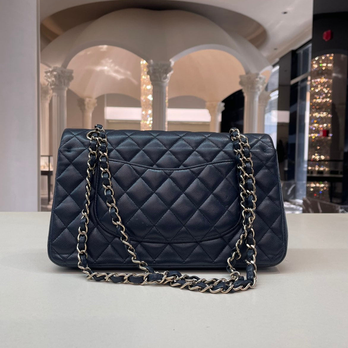 Chanel Classic Flap Bag Medium In Navy Blue