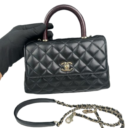 Chanel Flap Bag Coco Top Handle Mini In Black