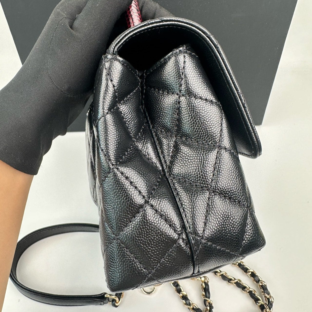 Chanel Flap Bag Coco Top Handle Mini In Black