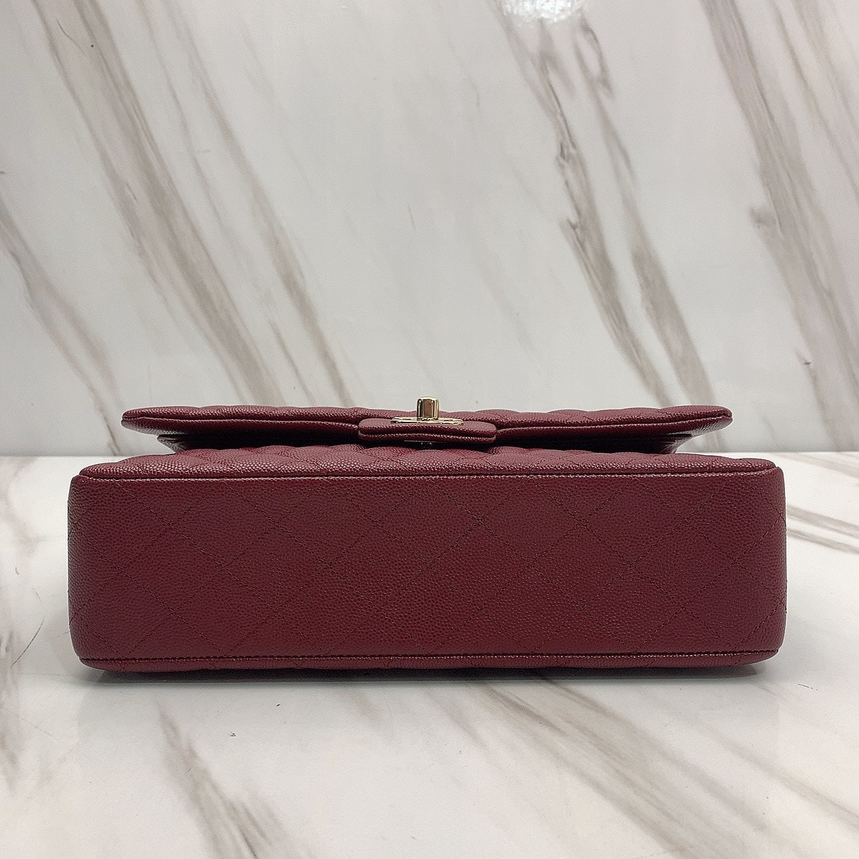 Chanel Classic Flap Medium Bag Pearl Burgundy Wine Red