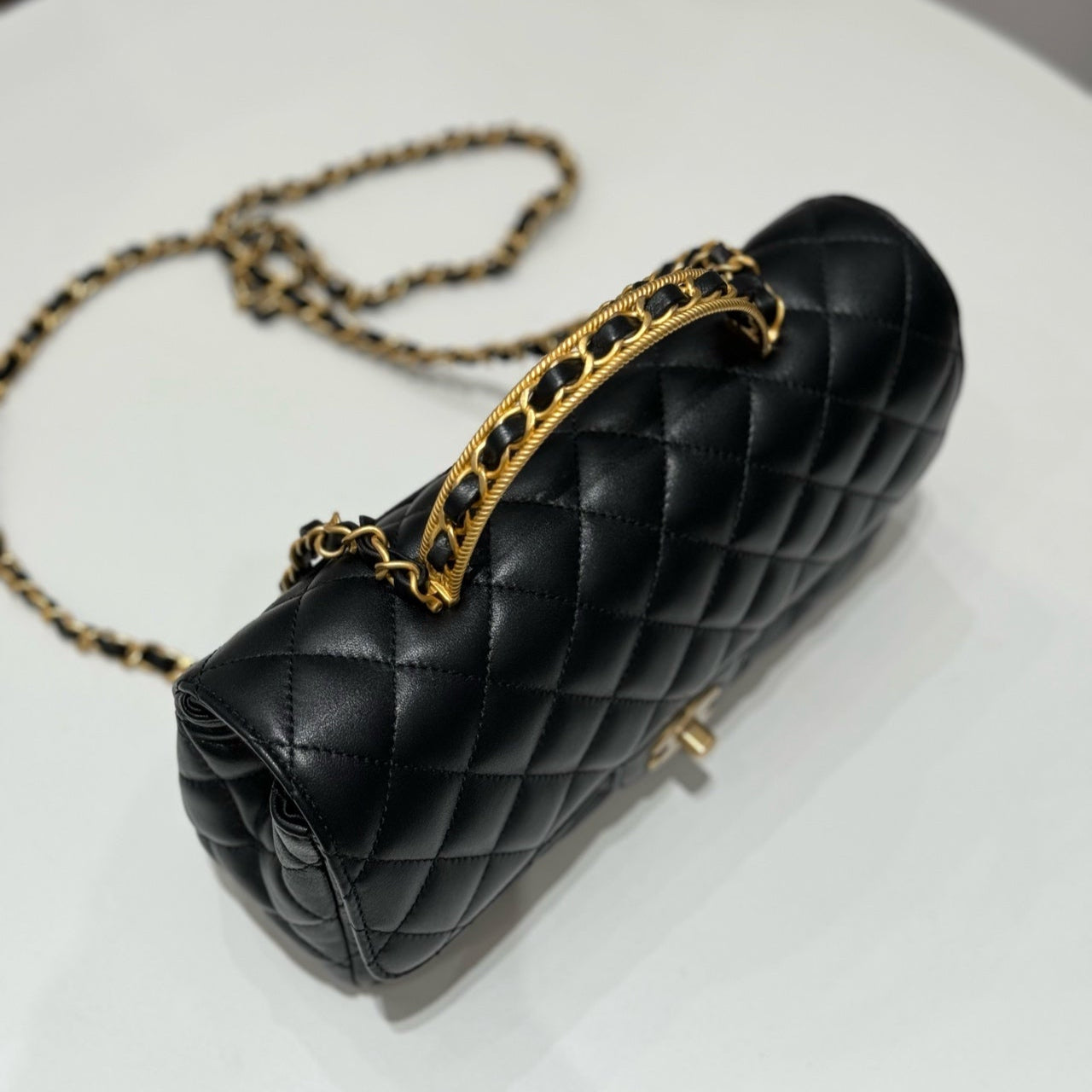 Chanel Classic Flap Bag Small With Top Handle In Black