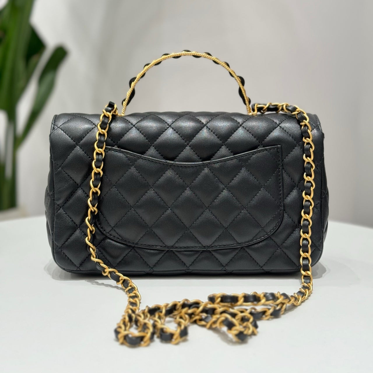 Chanel Classic Flap Bag Small With Top Handle In Black