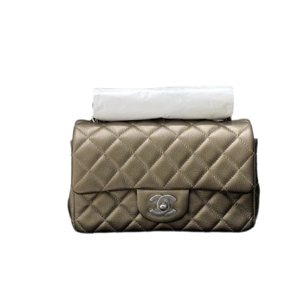 Chanel Mini Rectangular Classic Flap Bag In Metallic Champagne