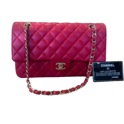 Chanel Classic Double Flap Bag Medium In Pink Quilted Lambskin