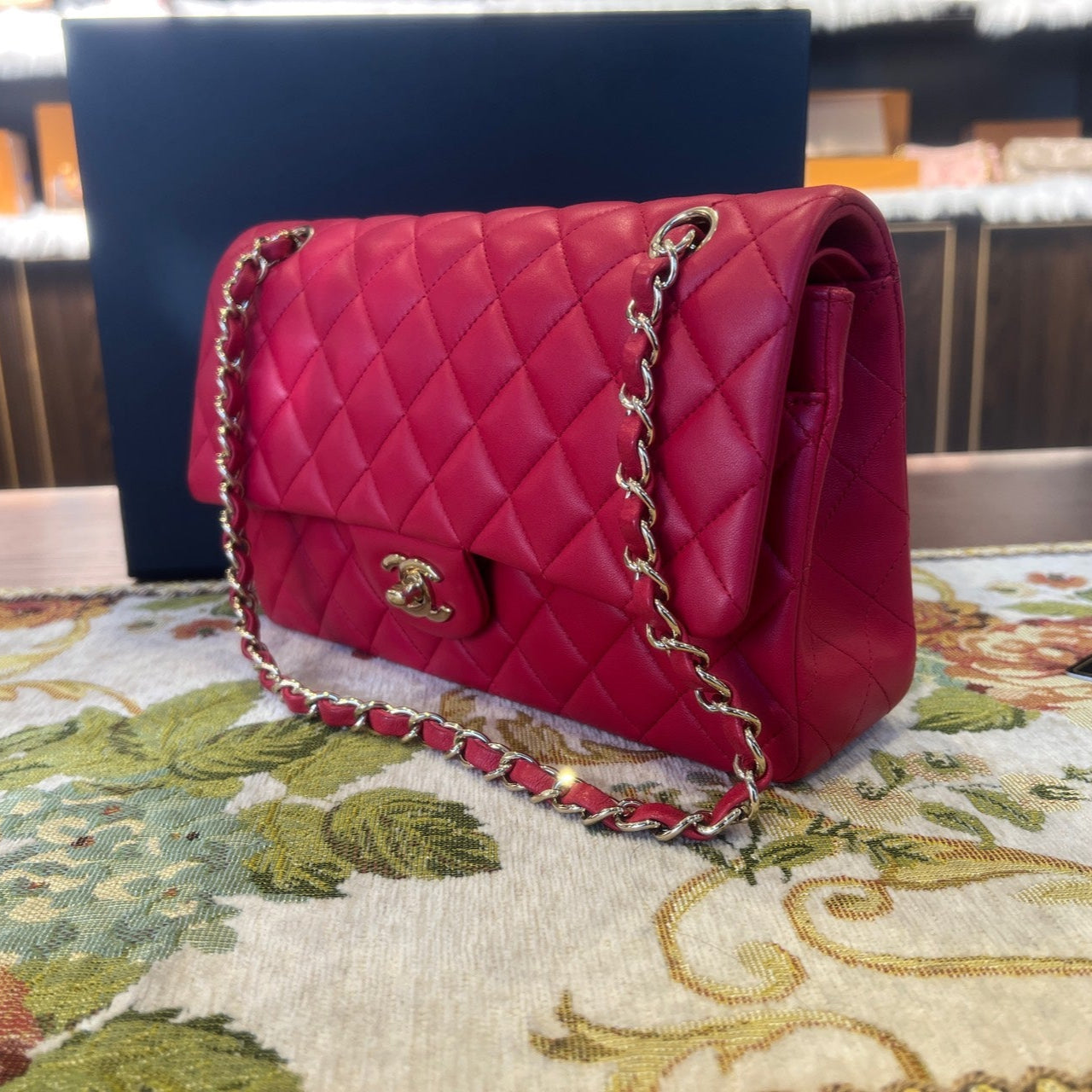 Chanel Classic Double Flap Bag Medium In Pink Quilted Lambskin