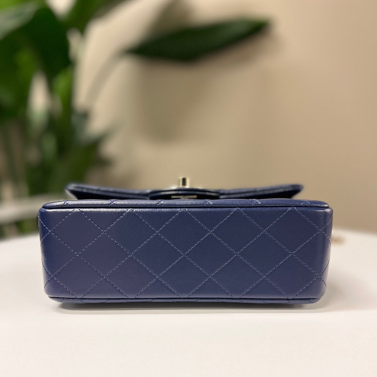 Chanel Classic Flap (CF) Mini Top Handle Bag In Navy Blue