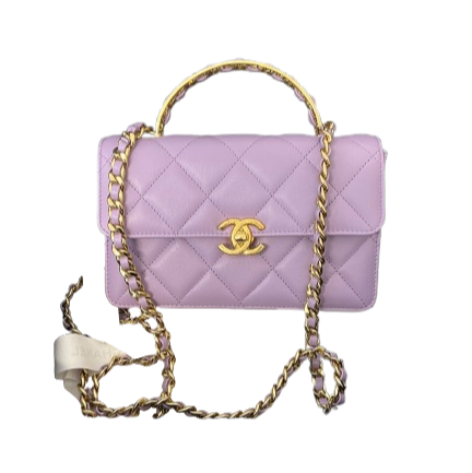 Chanel Classic Flap Bag With Top Handle In Light Purple