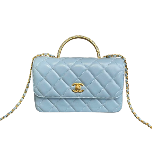 Chanel Classic Flap Mini Top Handle Bag In Light Blue