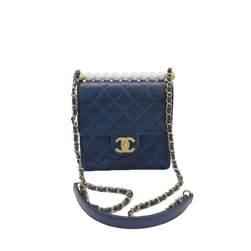 Chanel Chic Pearls Mini Flap Bag In Blue Iridescent