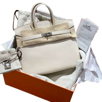 Hermès Birkin 25 10 Craie Togo Palladium Hardware