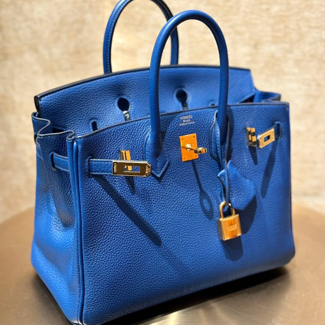 Hermès Birkin 25 71 Bleu France Togo Gold Hardware