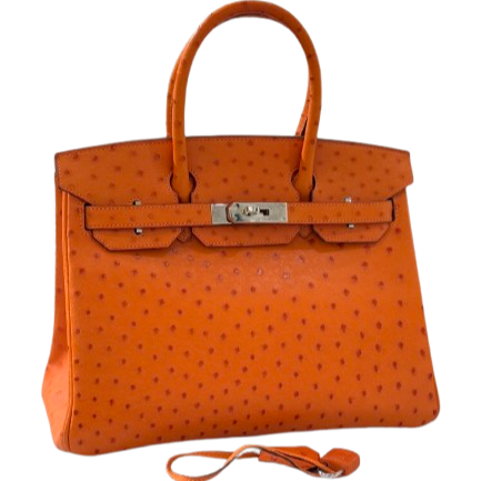 Hermès Birkin 30 93 Orange Ostrich Palladium Hardware