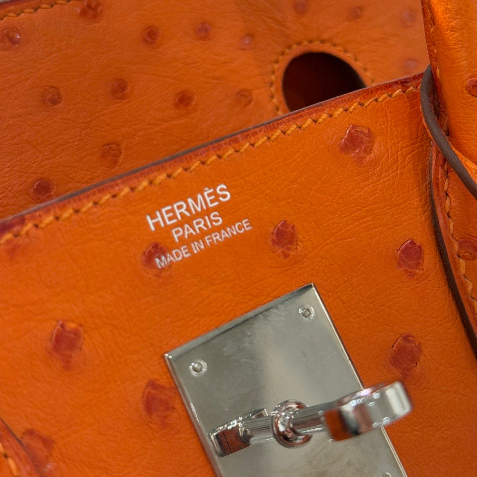 Hermès Birkin 30 93 Orange Ostrich Palladium Hardware