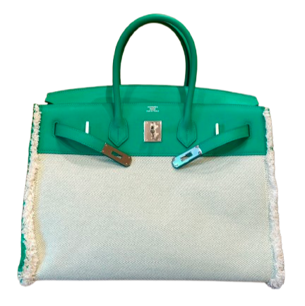 Hermès Fray Birkin 35 6W Menthe Toile and Swift Palladium Hardware