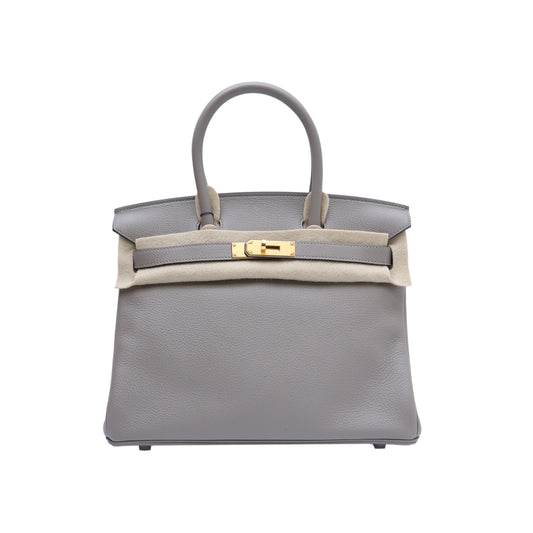 Hermès Birkin 30 M8 Gris Asphalte Taurillon Novillo Gold Haredware