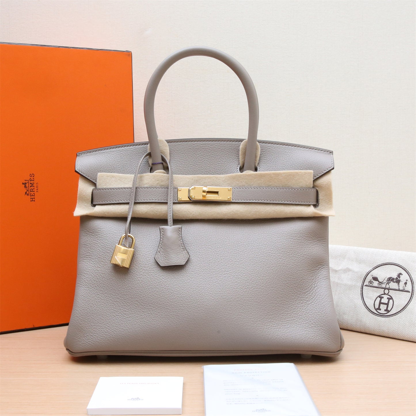 Hermès Birkin 30 M8 Gris Asphalte Taurillon Novillo Gold Haredware