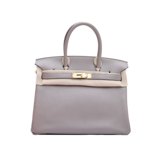 Hermès Birkin 30 M8 Gris Asphalte Taurillon Novillo Gold Hardware