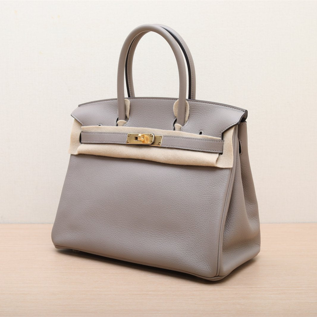 Hermès Birkin 30 M8 Gris Asphalte Taurillon Novillo Gold Hardware