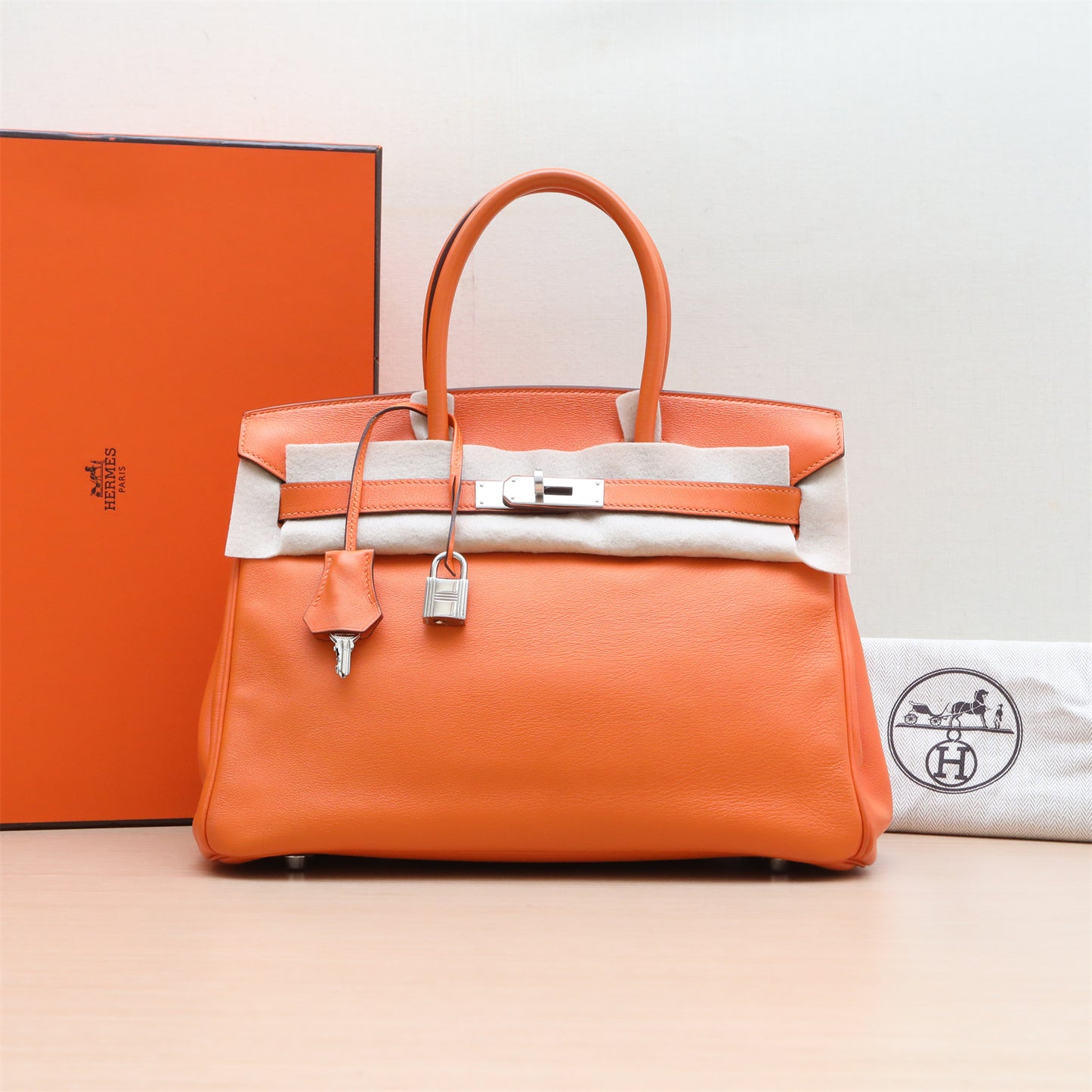 Hermès Birkin 30 93 Orange Swift Palladium Hardware